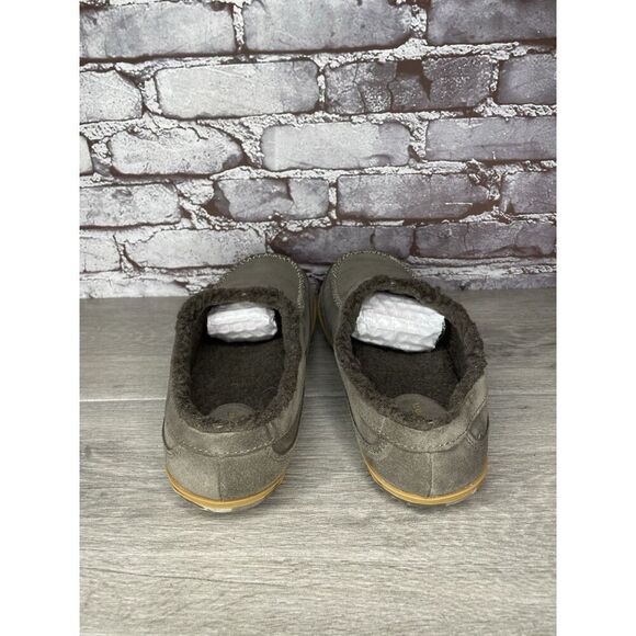 L.L. Bean Ash Gray Suede Fur Lined Mountain Moccasin Winter Slippers Men Sz 11M - Picture 4 of 16